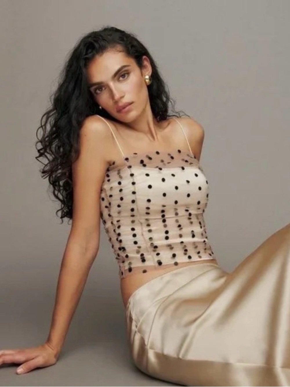 Reformation Nude Sheer Polka Dot Camisole